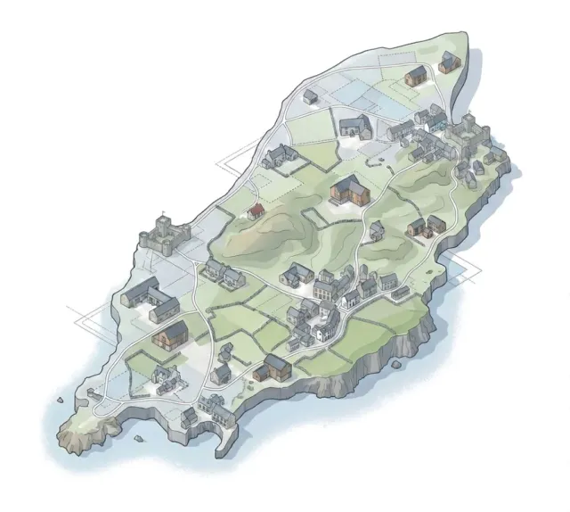 Map of Isle of Man showing planning application clusters across all parishes